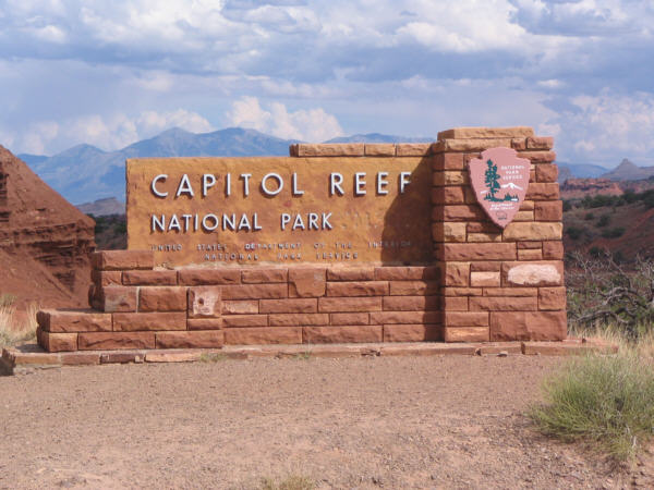 the entrance sign to Capitol Reef National Park.