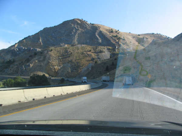 A photo out the window showing Lime, Oregon.