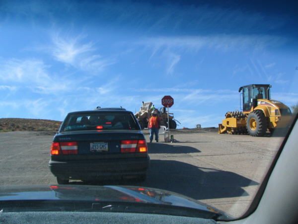 road construction greets us at the other side .