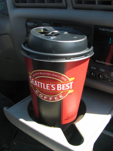 Seattle's Best coffee cup in the craddle