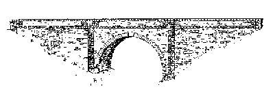 The 40 ft. Stone Arch Bridge. Line drawing showing a single arch spanning a gorge.