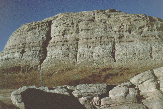 A colorful rock face.
