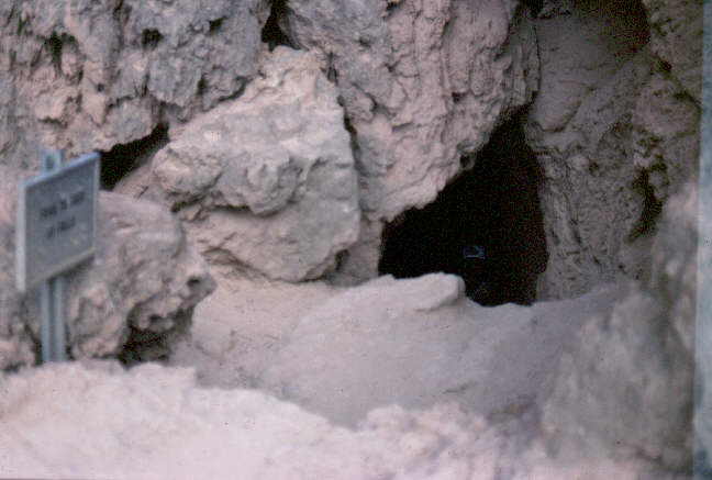 a hole in the rocks.