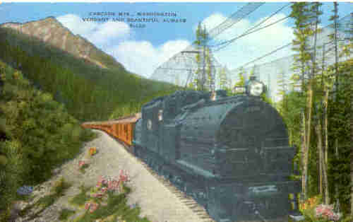Milwaukee electricl locomotive in the Washington State Cascades