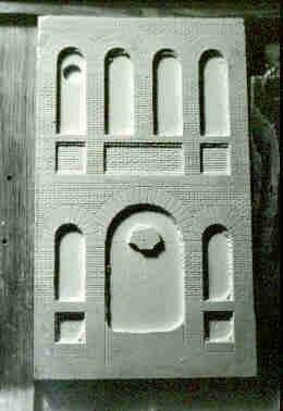 Silver Plume Public School, progress on the pattern, openings are being cut out.